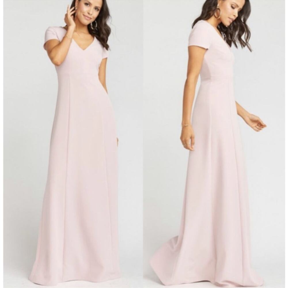 NWT Show Me Your Mumu XS Geneva Maxi Dress Pale Pink V Neck Dress Bridal Formal